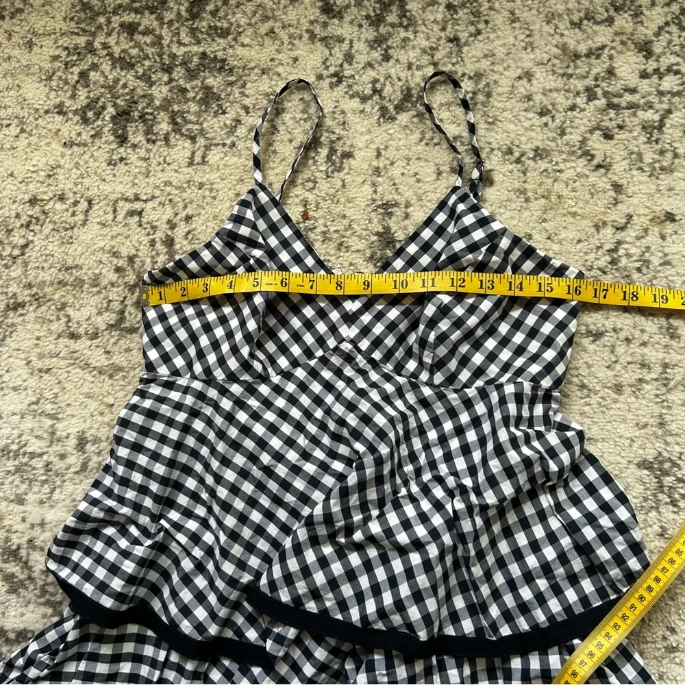 J Crew Spiro Tiered Gingham Cotton Poplin Midi black and white Dress,  size 6